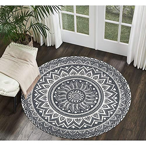 Round Area Rug 3ft Solar System Sun Star Non-Slip Circle Rug Washable Area Rugs Runner Clearance Playroom Rugs for Living Room Bedroom Indoor Outdoor Home Decor Playing Mats 